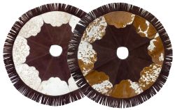 Showman Cowhide Leather Christmas Tree Skirt - Scalloped Snowflake Center